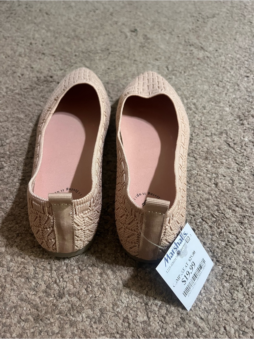 Marshalls Women's Knit Pointed Ballet Flats - Pale Pink - Picture 4 of 4